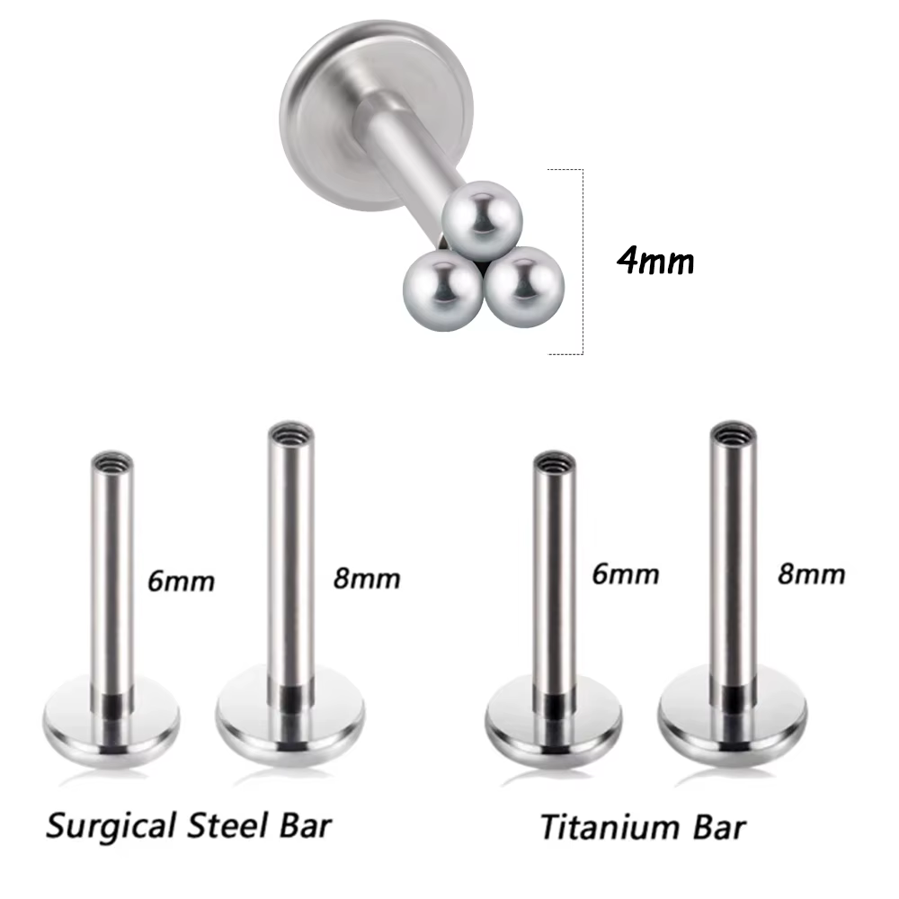 1PC G23 titane et acier 16G CZ gemme Triangle Labret lèvre anneau cristal grappe oreille Cartilage T