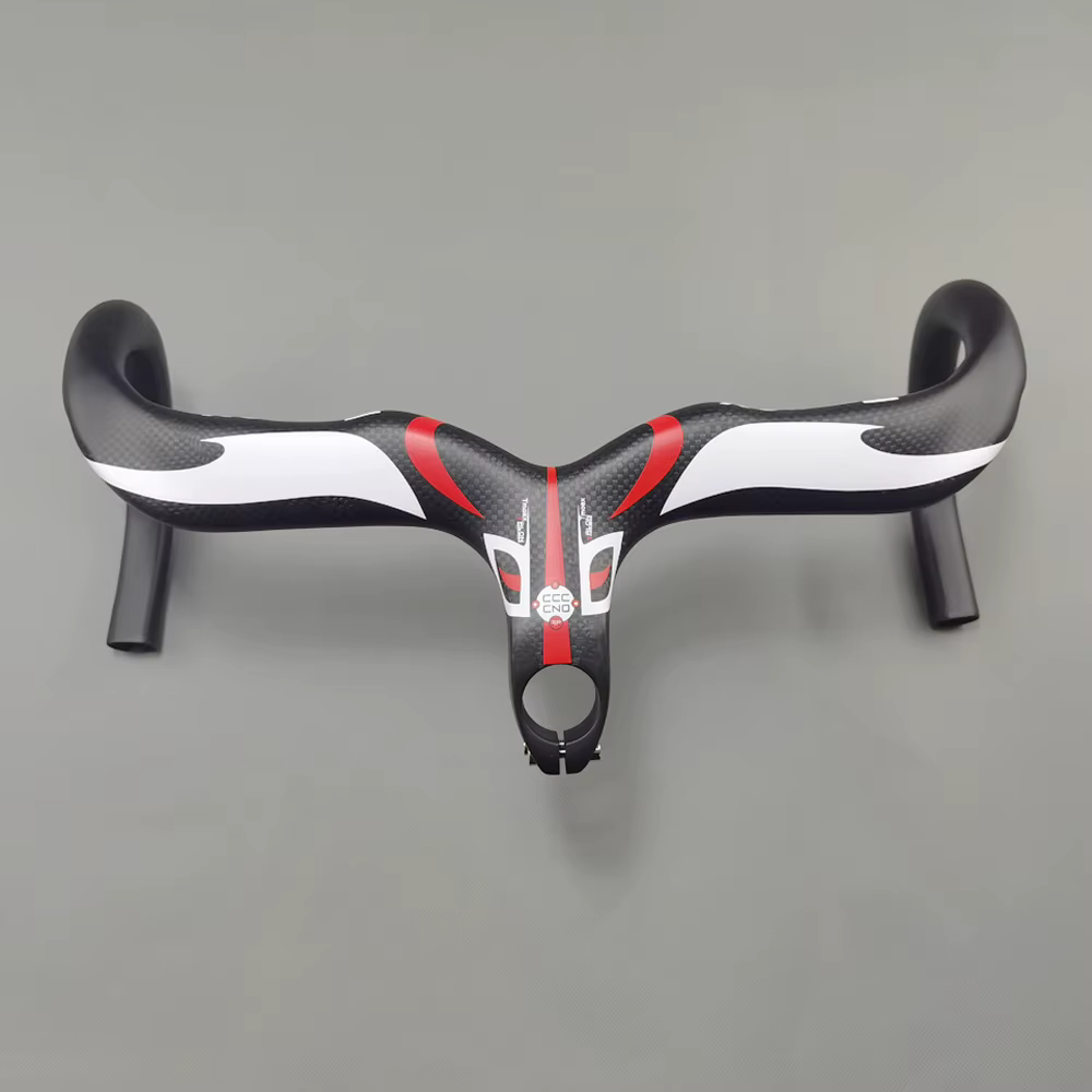 Guidon de vélo en carbone guidon intégré barres de poignée de vélo de route 3k mat ultraléger en Fib