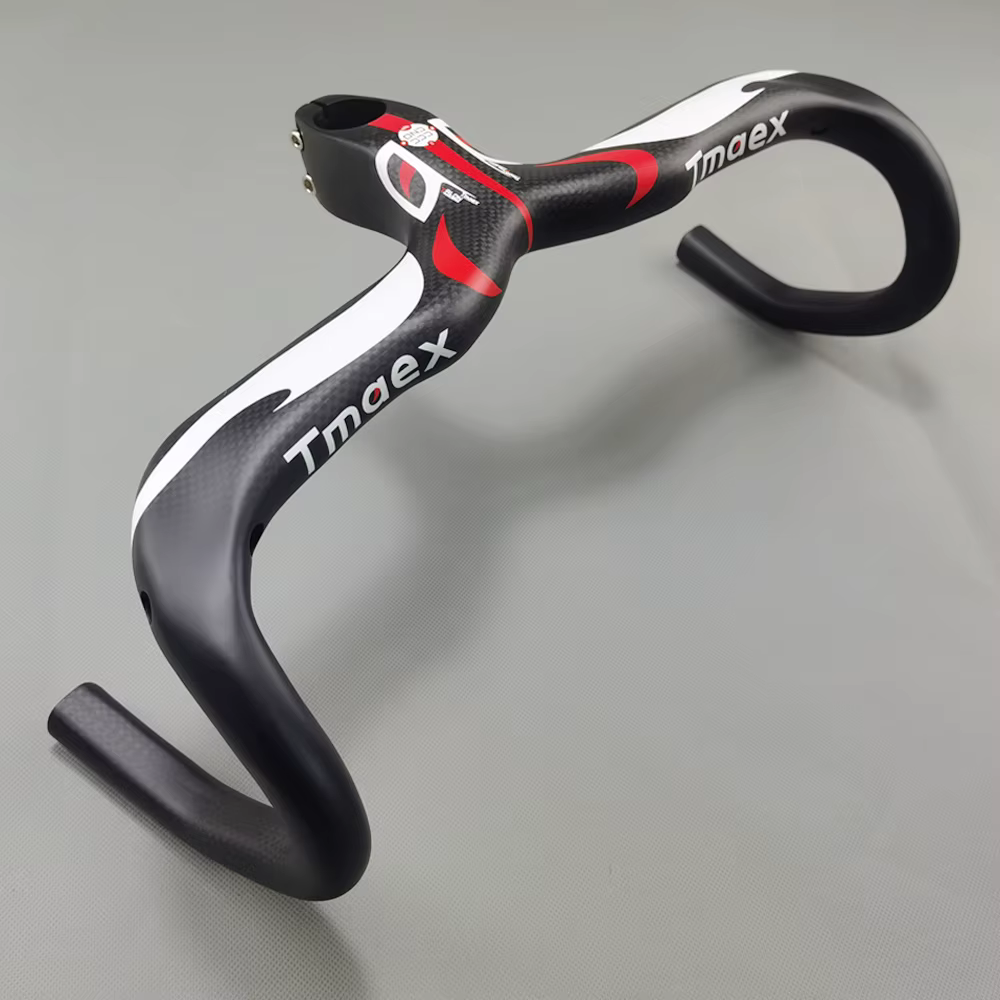 Guidon de vélo en carbone guidon intégré barres de poignée de vélo de route 3k mat ultraléger en Fib