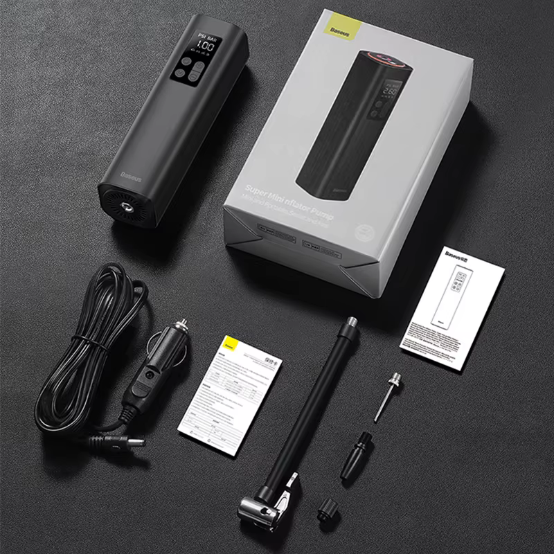 Baseus pompe de gonflage 12V compresseur d'air de voiture Portable pour motos vélo bateau gonfleur d