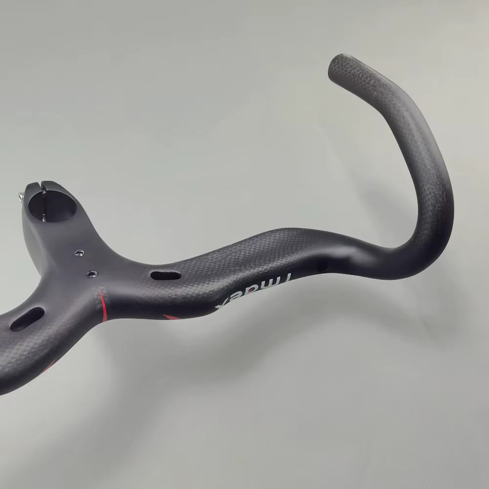 Guidon de vélo en carbone guidon intégré barres de poignée de vélo de route 3k mat ultraléger en Fib