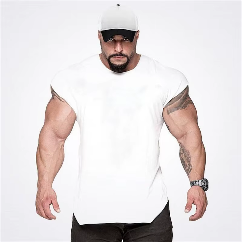 Vêtements de musculation pour hommes, gilet de fitness en coton sans manches