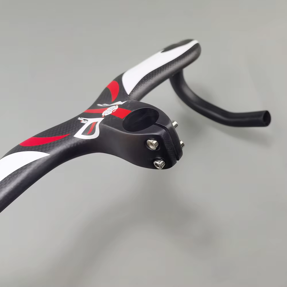 Guidon de vélo en carbone guidon intégré barres de poignée de vélo de route 3k mat ultraléger en Fib