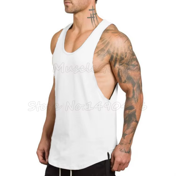 Débardeur de musculation pour hommes, vêtements de marque, couleur unie, blanc, maillot de corps, gi