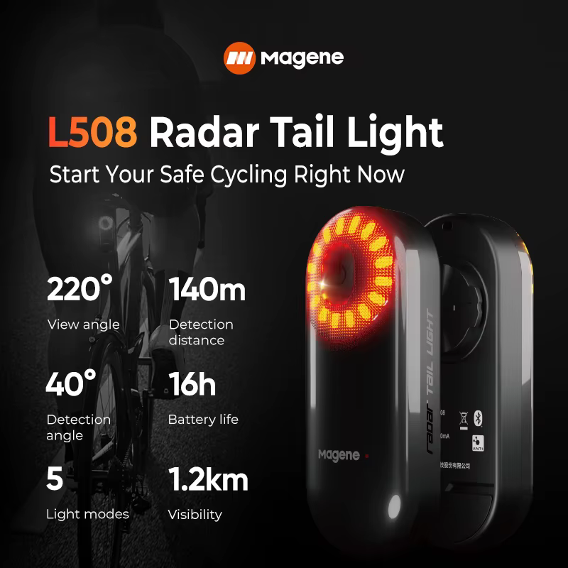 Magene Radar feu arrière de vélo L508 lampe de détection de frein arrière de vélo tige de selle char