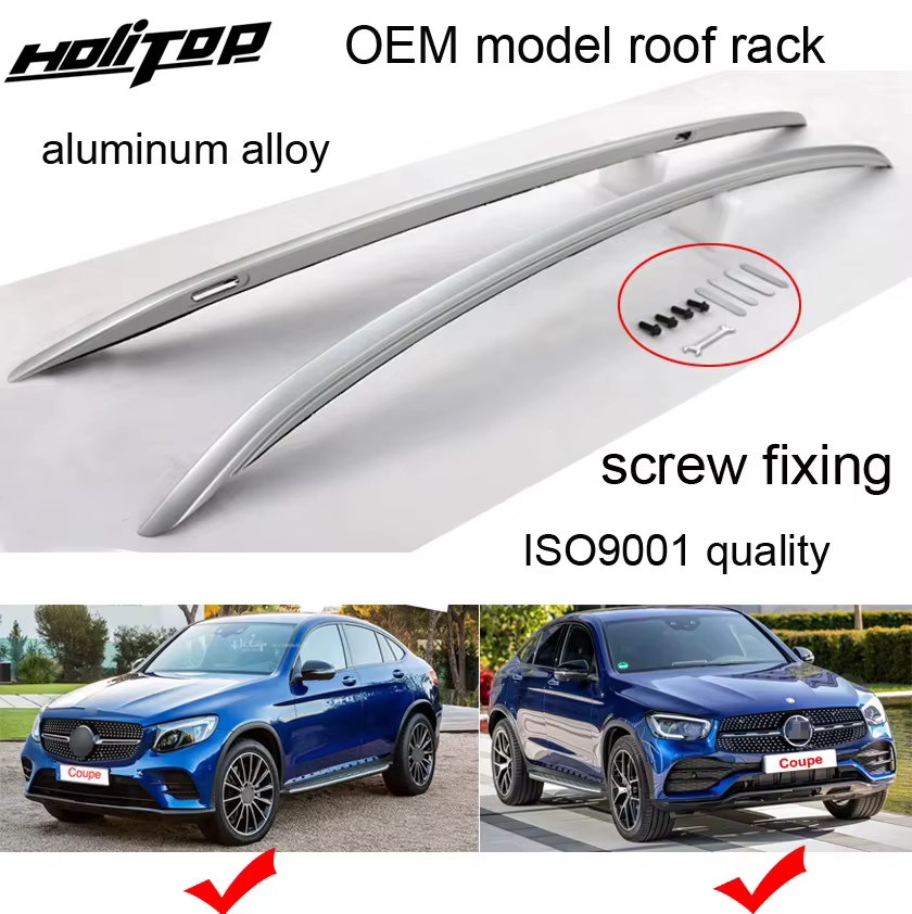 Barre de toit en aluminium de style OEM, rail de toit pour Mercedes-Benz GLC Coupé, fixation par vis