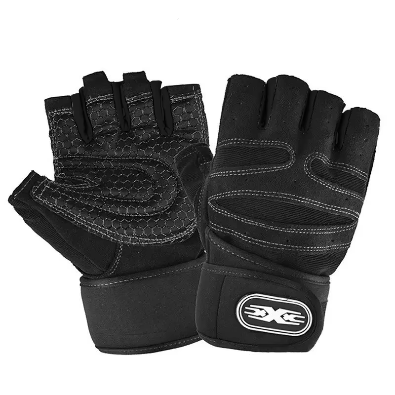 Gants d'entraînement pour hommes et femmes, demi-doigt avec bracelet de poignet pour le Sport, l'hal