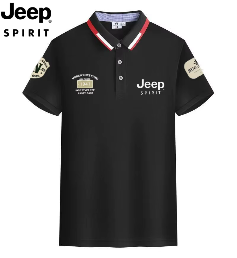 Polo décontracté d'été pour homme Jeep Spirit - T-shirt d'affaires à manches courtes et col revers p