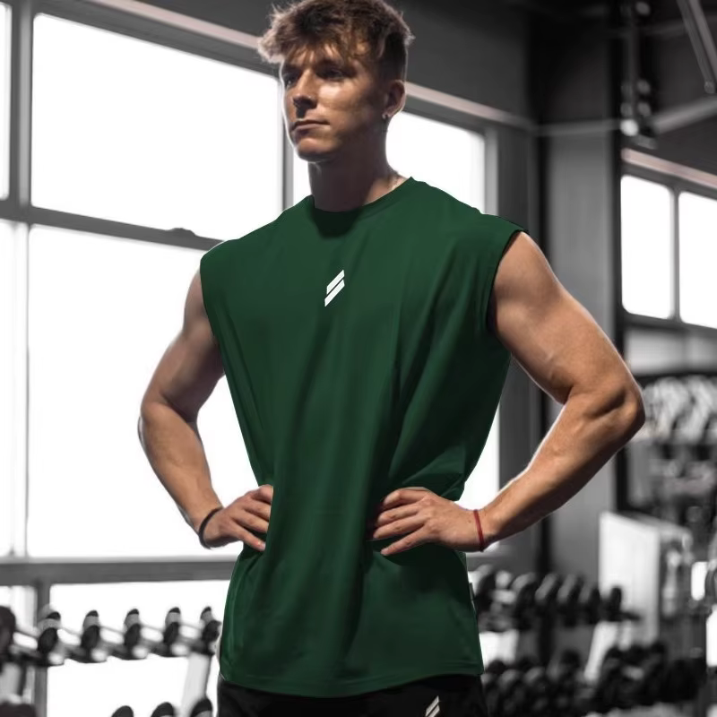 Débardeur de sport d'été pour hommes, respirant, coupe ample, T-shirt sans manches, gilet à séchage