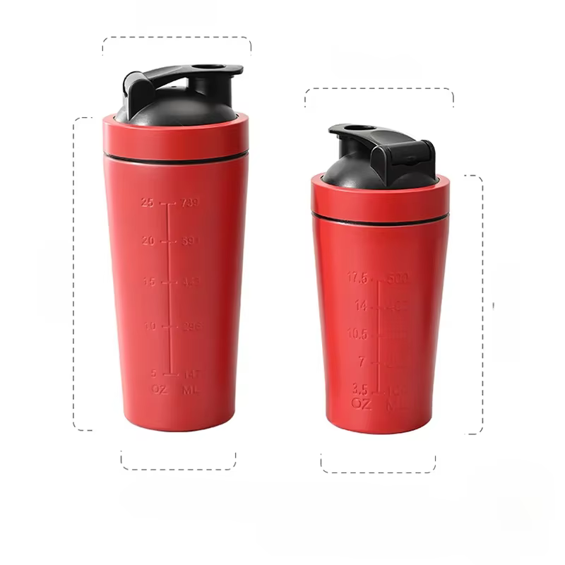 Bouteille Shaker de poudre de protéines en acier inoxydable de 500/750ML, avec échelle, bouteille d'
