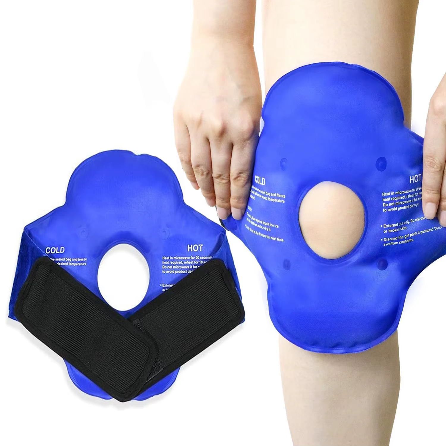 Sac de glace pour genou XL, enveloppant tout le genou après chirurgie, sac de Gel réutilisable pour