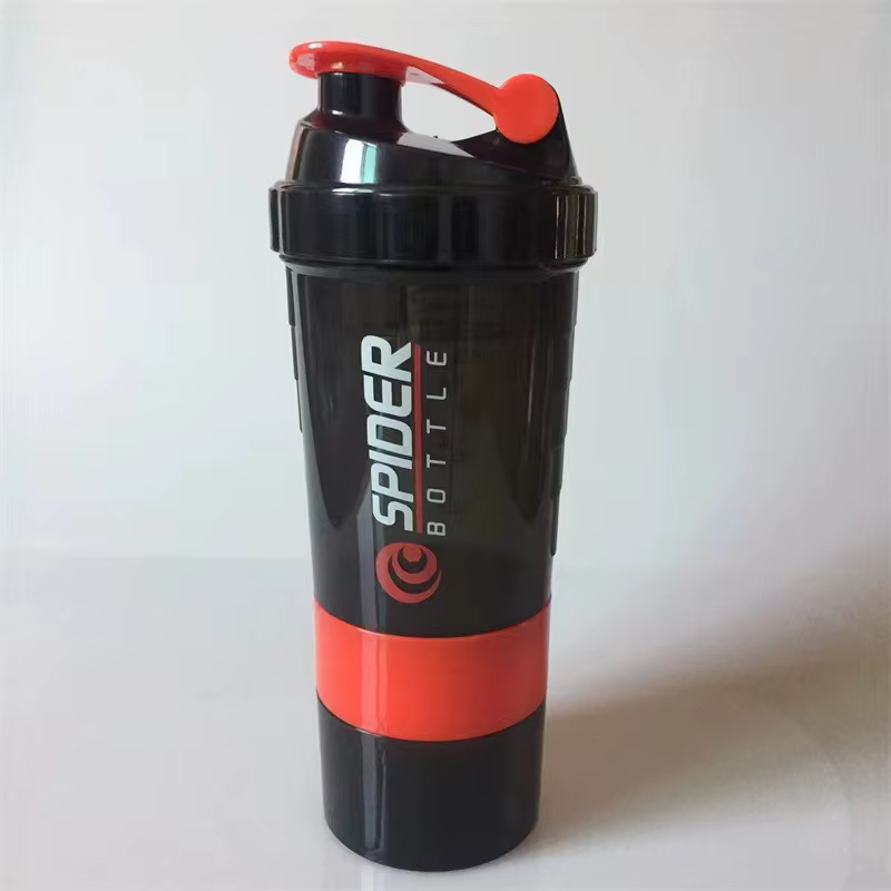 Bouteille Shaker à protéines Portable de 16oz, tasse à secouer la poudre, 3 couches, adaptée au spor