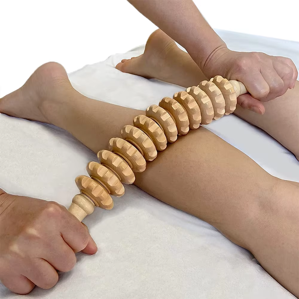 Masseur de Fascia corporelle, poignée antidérapante, équipement rainuré en bois, bras, jambes, cuiss