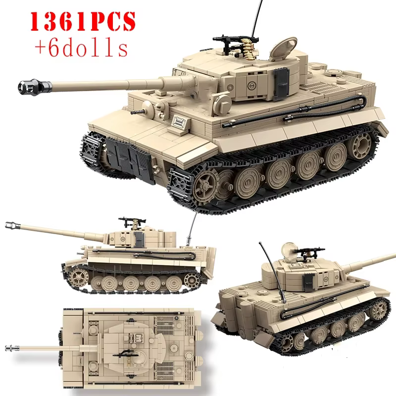 Blocs de construction de chars lourds Tiger I, KV-2, Panther, armes militaires, soldats, briques, jo