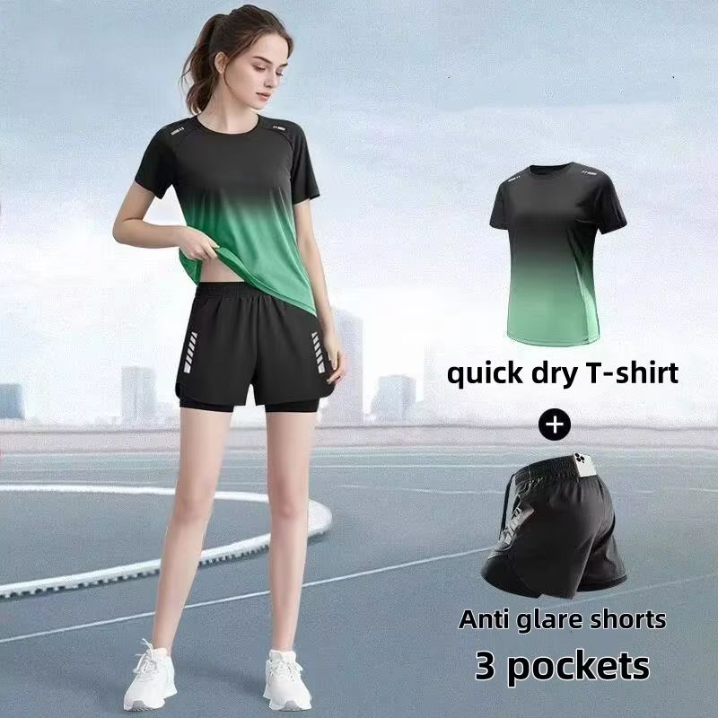 Ensemble de vêtements de sport pour femmes, shorts de course, T-shirt, vêtements de yoga, vêtements 
