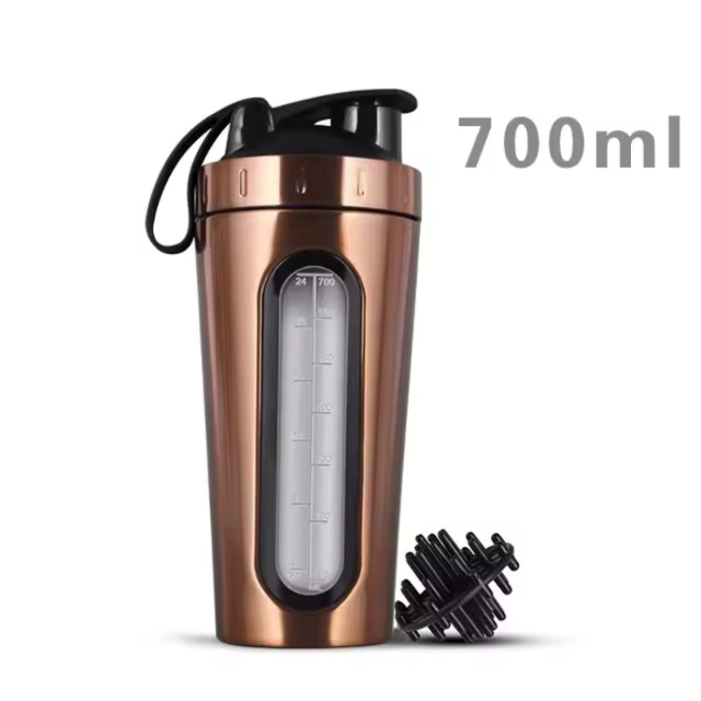 Bouteille shaker sport 700 ml en acier inoxydable, anti-fuite, pour salle de sport, mélangeur de pro