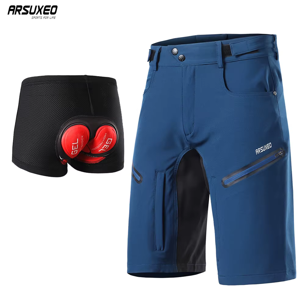 ARSUXEO-Short de cyclisme rembourré pour homme, short de vélo de montagne, sports de plein air d'été