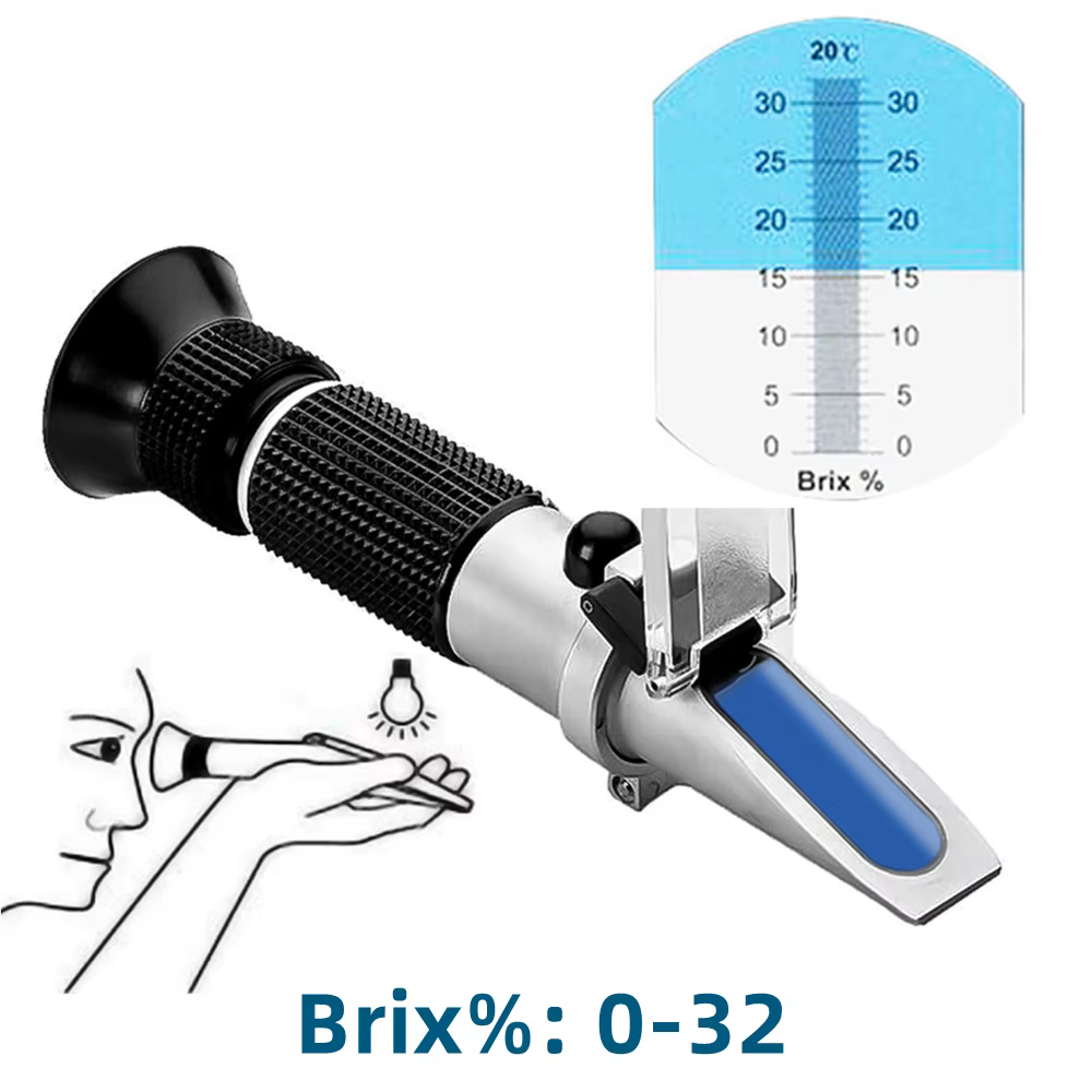 Réfractomètre Brix portatif, testeur de sucre, saccharimètre ATC sucre 0-32%, densimètre de Concentr