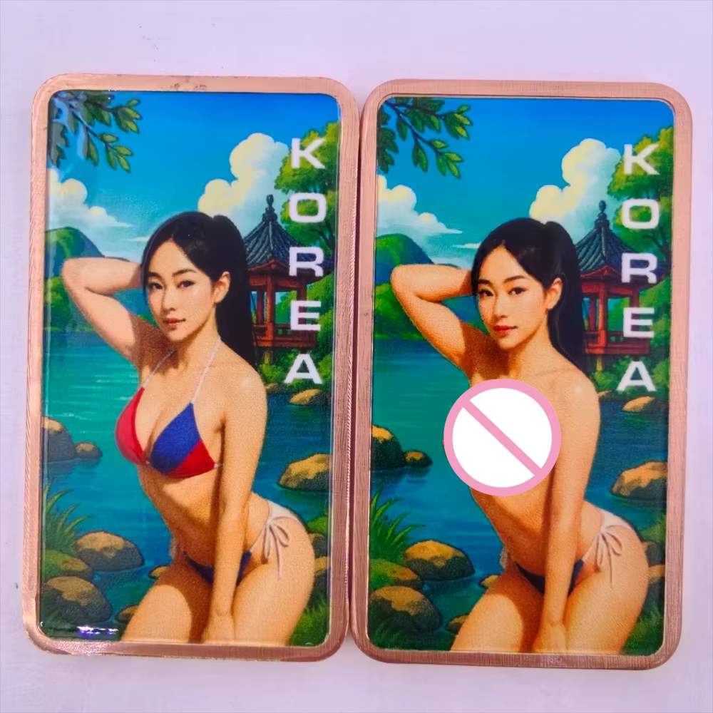 Barre de cuivre 1oz .999, collection de barres de cuivre avec drapeaux de pays : Corée, Brésil, Cana