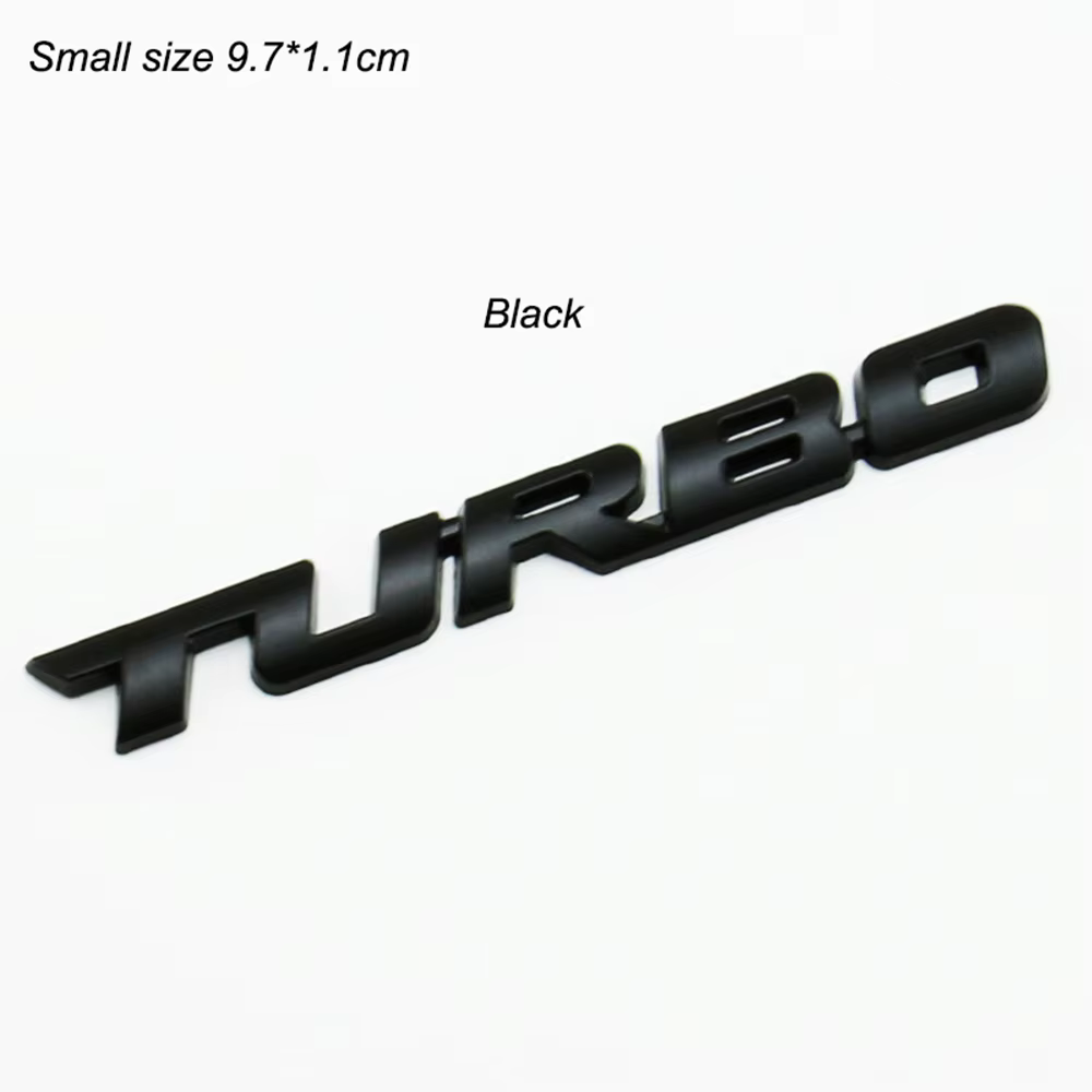 9.7*1.1 cm style de voiture voiture Turbo Boost chargement stimulant 3D métal Chrome alliage de Zinc