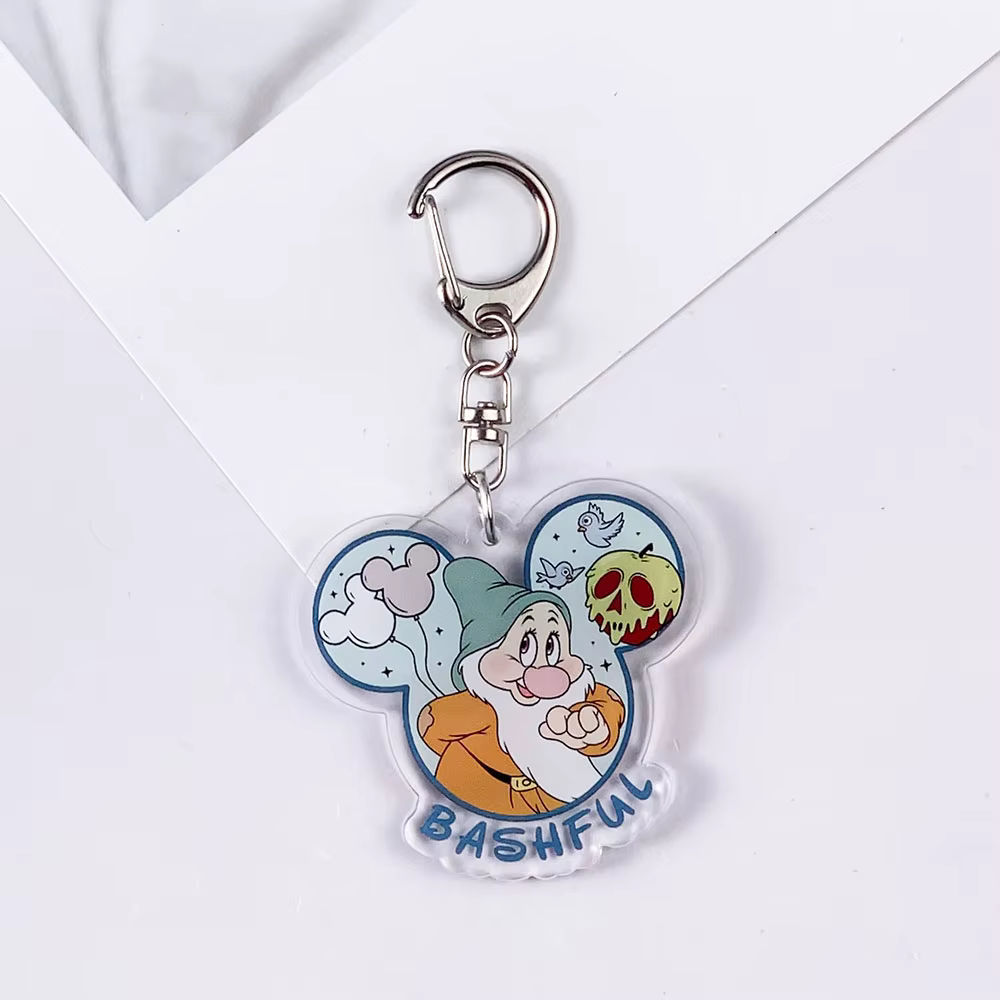 Porte-clés en acrylique Disney Blanche-Neige et les Sept Nains, accessoires mignons pour sac, penden
