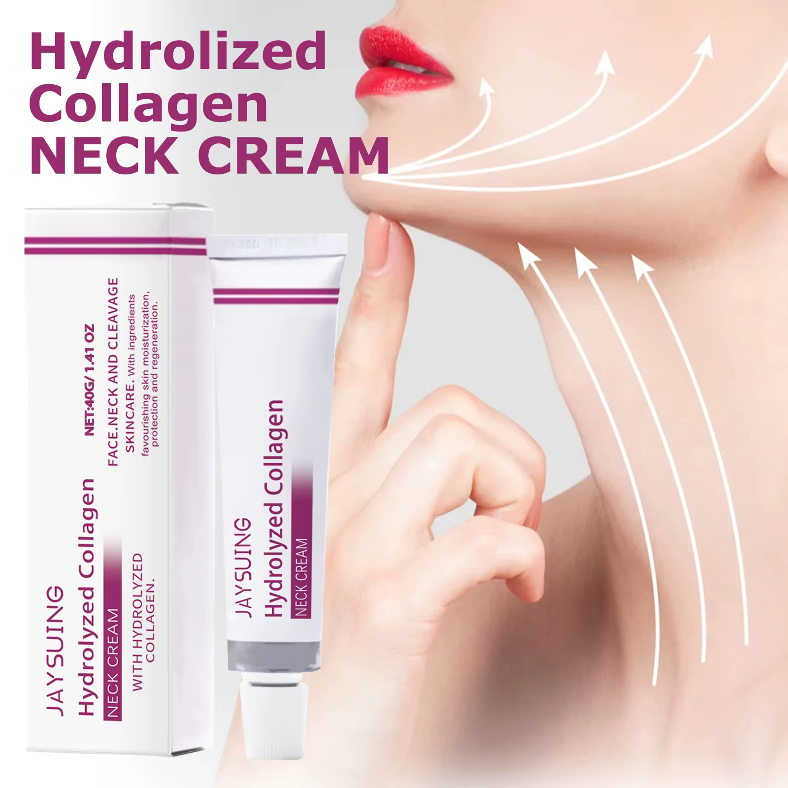 Crème pour le cou au collagène hydrolysé, élimine les ridules du cou, raffermissant, Lifting du cou,