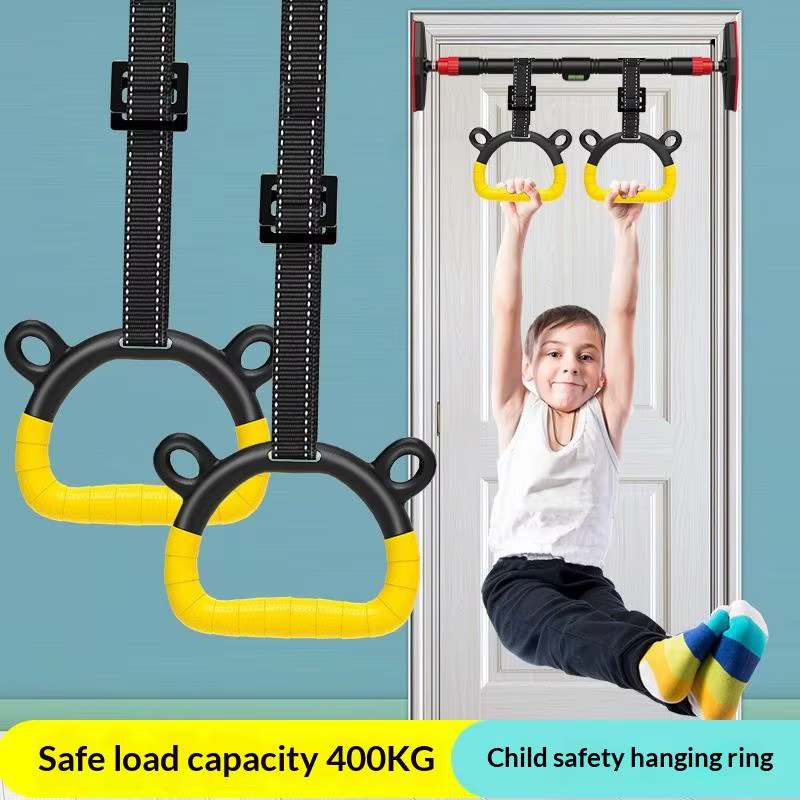 Anneaux de gymnastique réglables pour enfants avec barre horizontale, idéaux pour les tractions à do