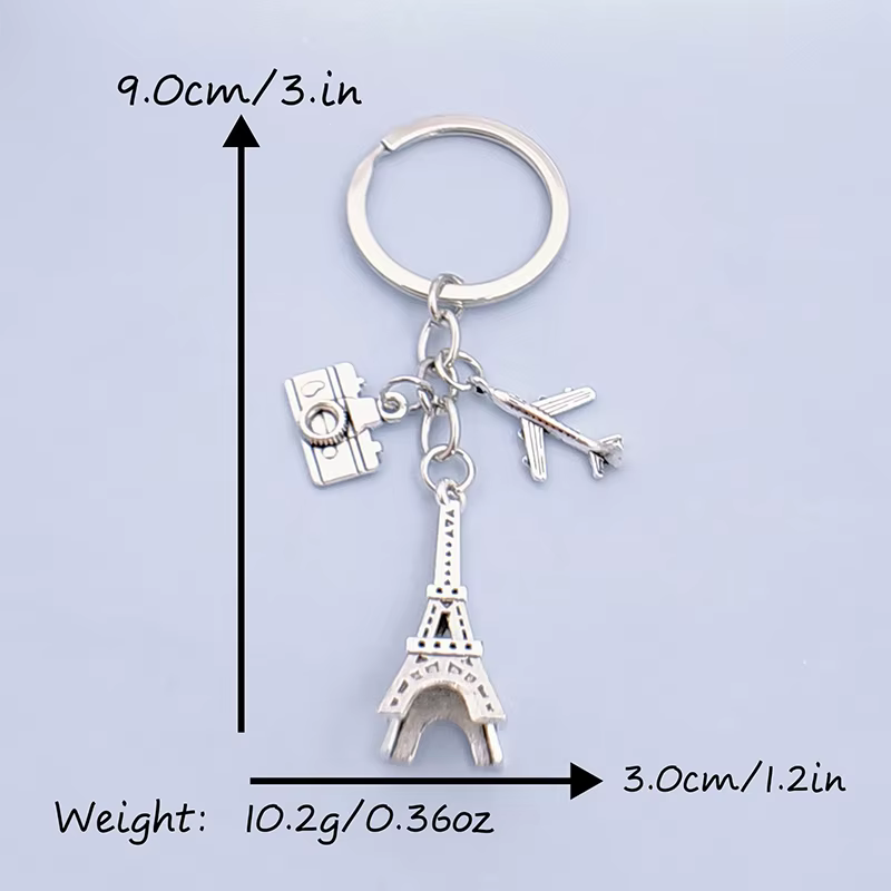 Mini porte-clés tour Eiffel de Paris, joli porte-clés, avion, appareil photo, pendentif de sac, bijo