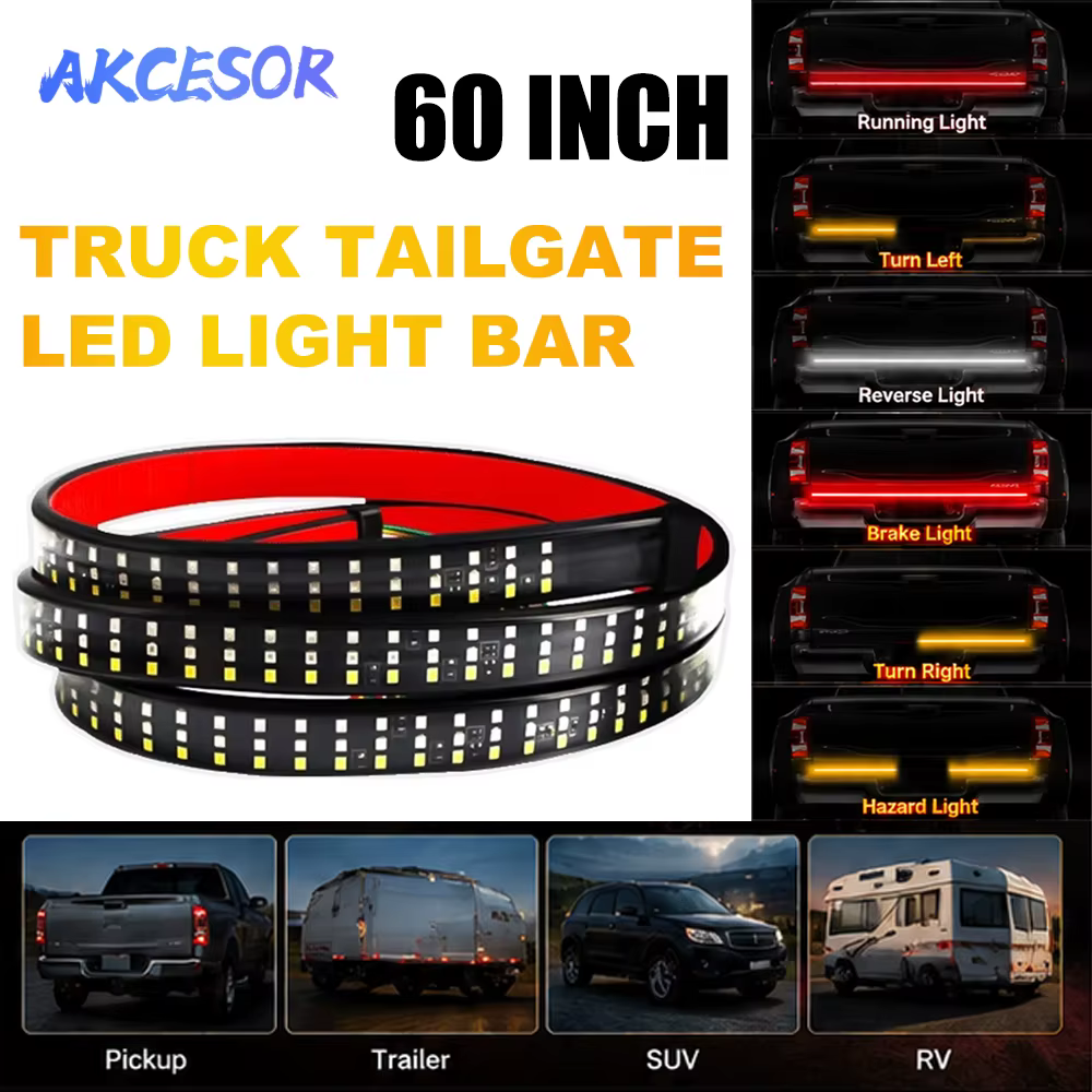 Barre lumineuse LED pour hayon de camion, 5 fonctions : clignotant, feux de circulation, feux de fre