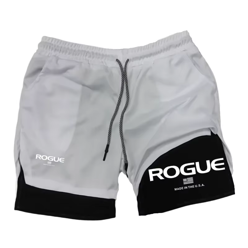 Rogue Gyms Short de sport pour homme Four Seasons Sportswear Short moulant double couche 2 en 1 Shor