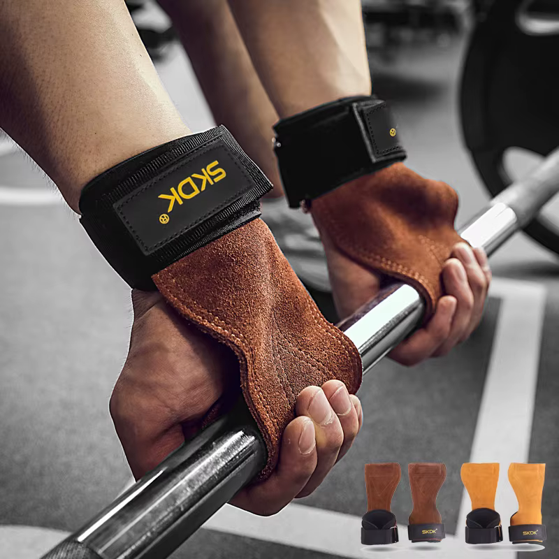 Poignées de gymnastique pour hommes et femmes, protège-paume en cuir de vache, gants d'haltérophilie