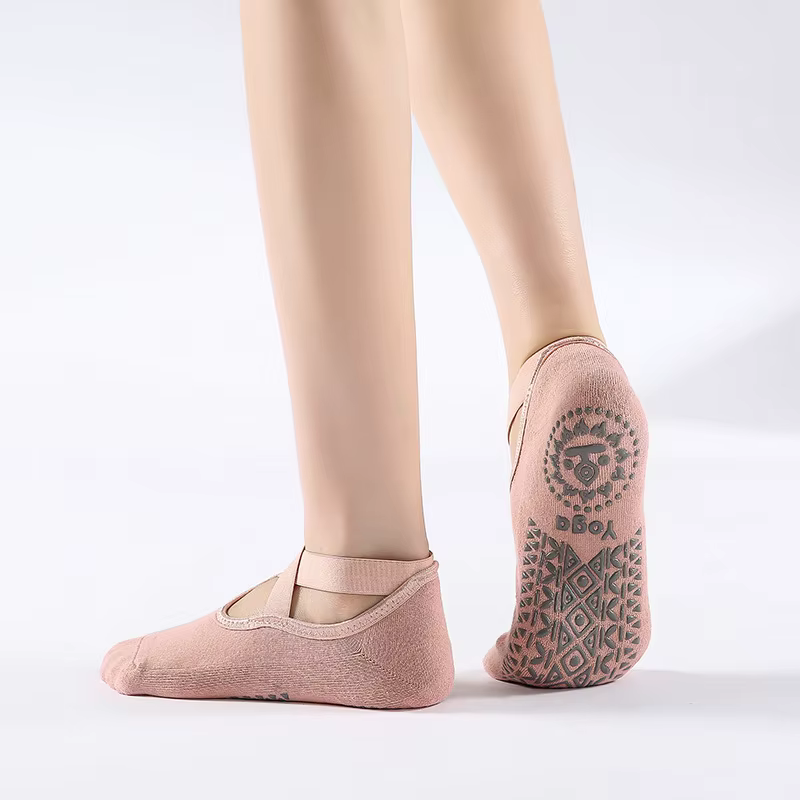 Chaussettes de Yoga antidérapantes avec pansement en coton, dos nu, Pilates, pour femmes, Fitness, B