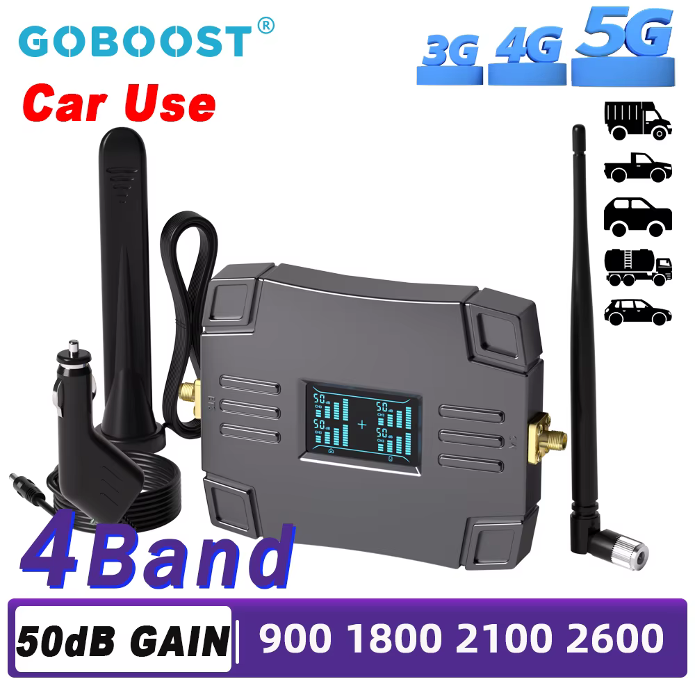 Goboost – amplificateur cellulaire pour voiture, 900 1800 2100 2600MHz, Booster de Signal pour 3G 4G