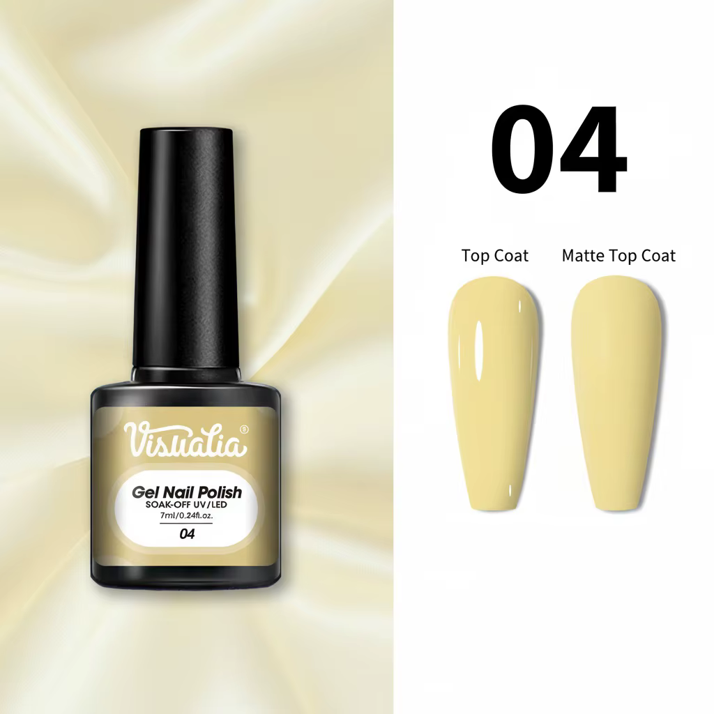 Vernis à ongles jaune citron, gel haute brillance, couleur intense, longue tenue sans décoloration,