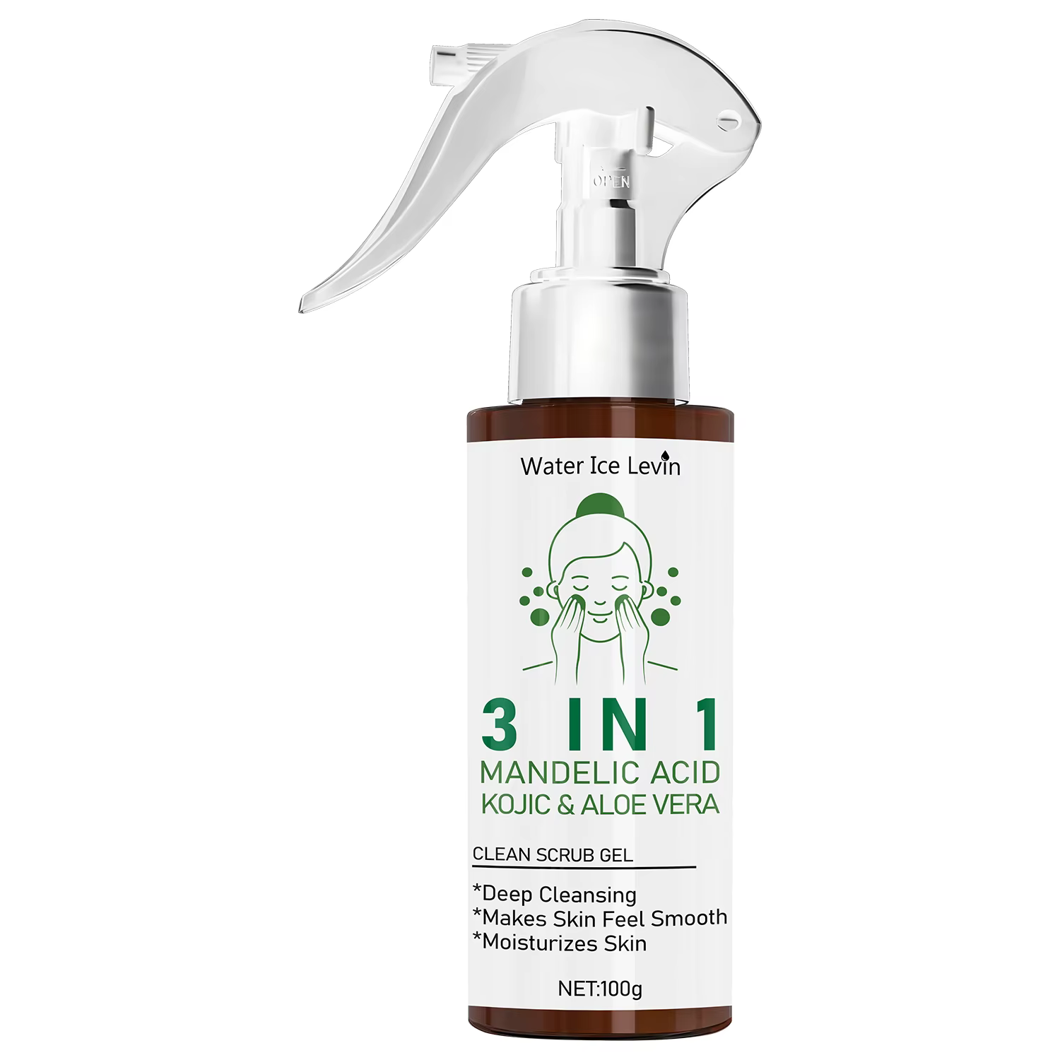 Gel exfoliant 3 en 1 Mandelic Acid & Kojic Clean à l'aloe vera – Nettoyage en profondeur et hydratan