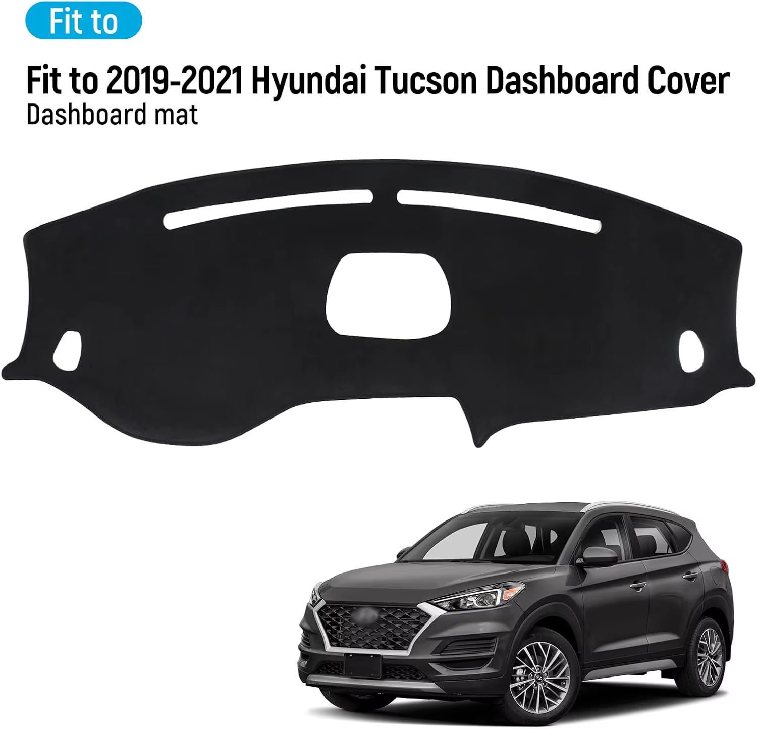 Couverture de tableau de bord en flanelle, accessoires Tucson compatibles pour Hyundai 2019 – 2021,