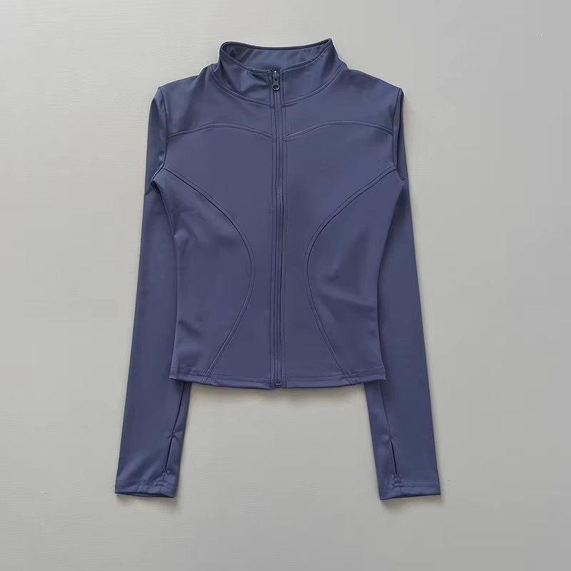 Veste d'entraînement pour femmes, extensible, ajustée, fermeture éclair sur le devant, manches longu