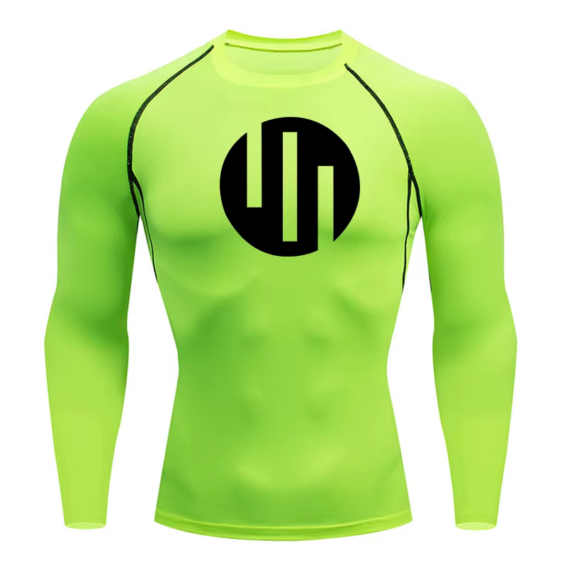 T-shirt de compression à manches longues pour homme – Idéal pour l'entraînement, la gym, la course –