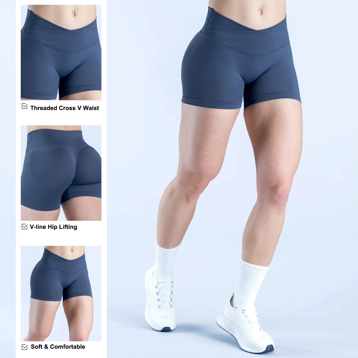 Short de sport WAREBALL pour femme, sans couture, avec taille croisée, pour fitness, entraînement, c
