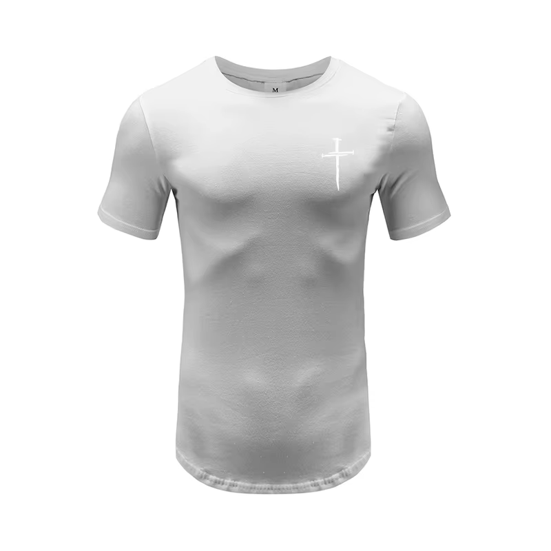 T-shirts de course imprimés pour hommes, en coton, à manches courtes, pour la gym, la musculation, l