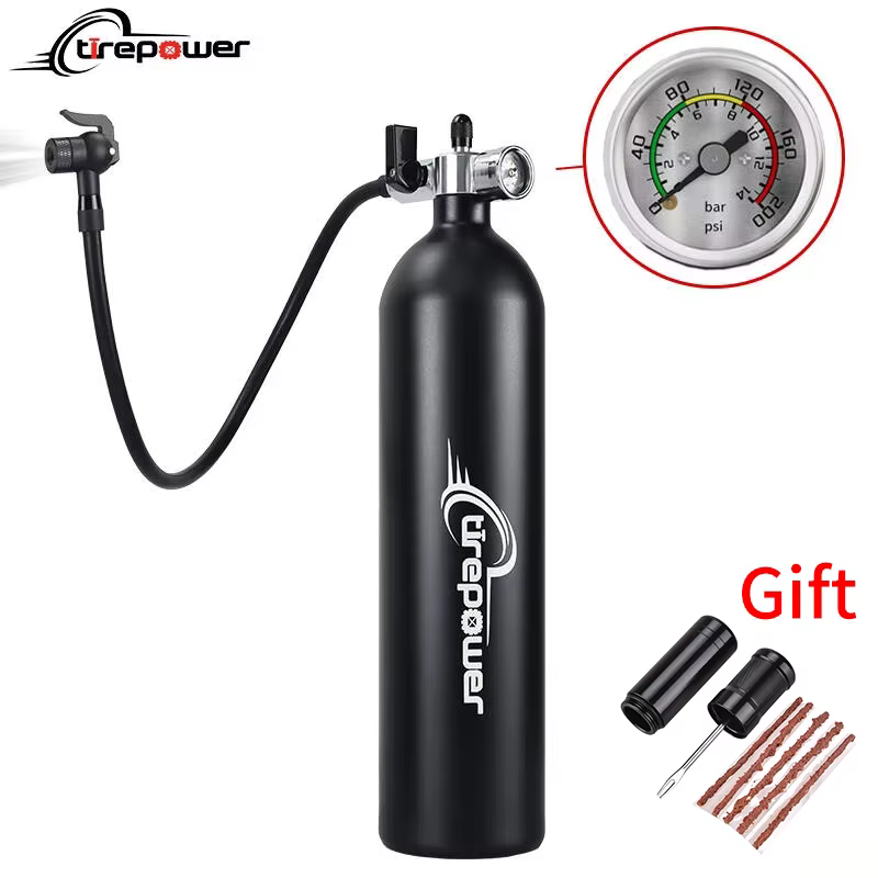 Bouteille d'air en aluminium 1,3 L 200 PSI pour gonflage de pneus, avec valve, cylindre de gaz et ma