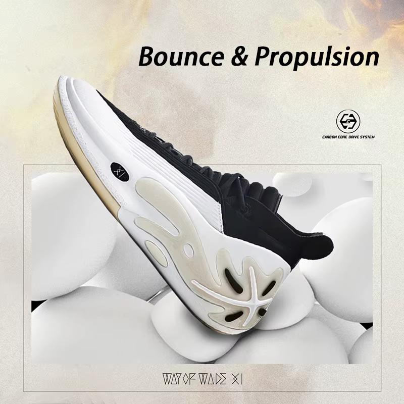 Li-Ning WAY OF WADE 11 WHITE HOT Chaussures de basket-ball professionnelles pour hommes, semelle en