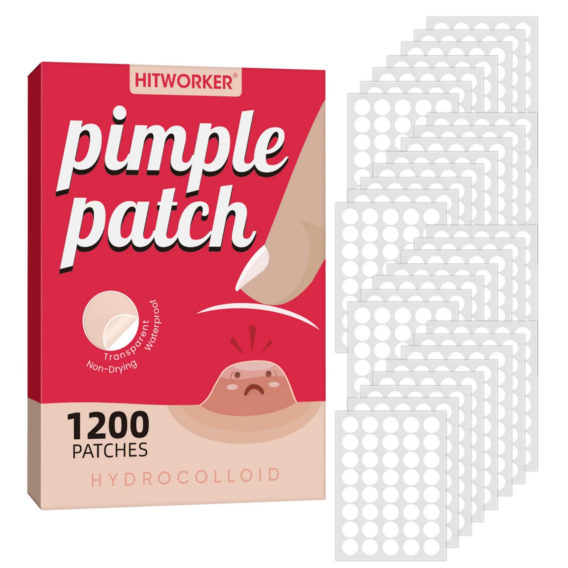 1200 pièces/ensemble de patchs hydrogel pour la couverture de l'acné, adaptés aux hommes et aux femm