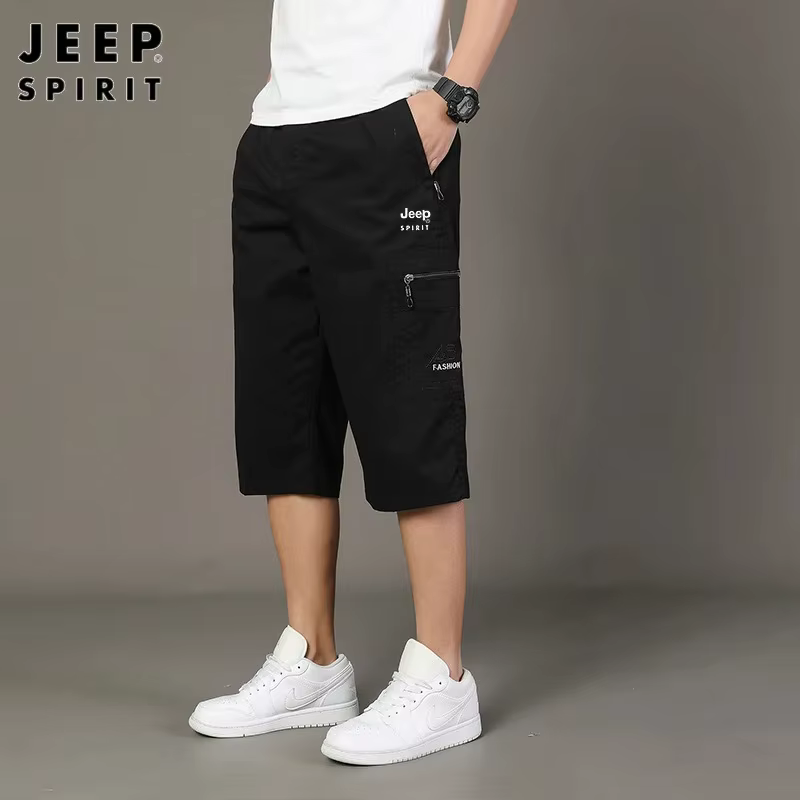 Jeep Spirit – short pour hommes, 100% coton, ample, décontracté, multi-poches, pantalon de plage, sp