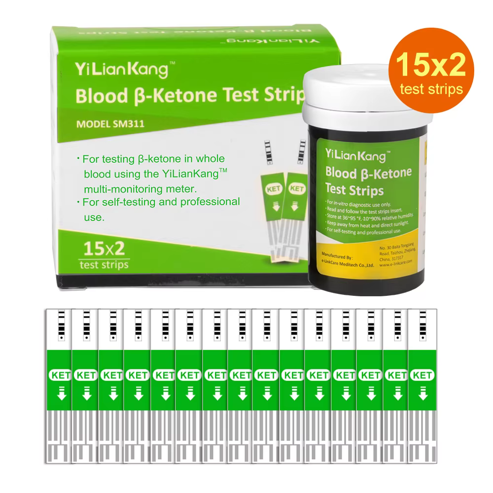 Kit d'essai de cétone dans le sang, 1 mètre, 15 bandes de cétone, 1 appareil de lancement, 15 lancet