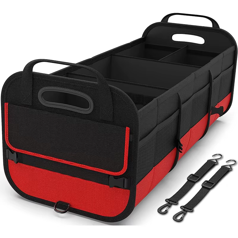 Organisateur de coffre pour voiture, rangement de grande capacité de 95 L avec bandes inférieures an