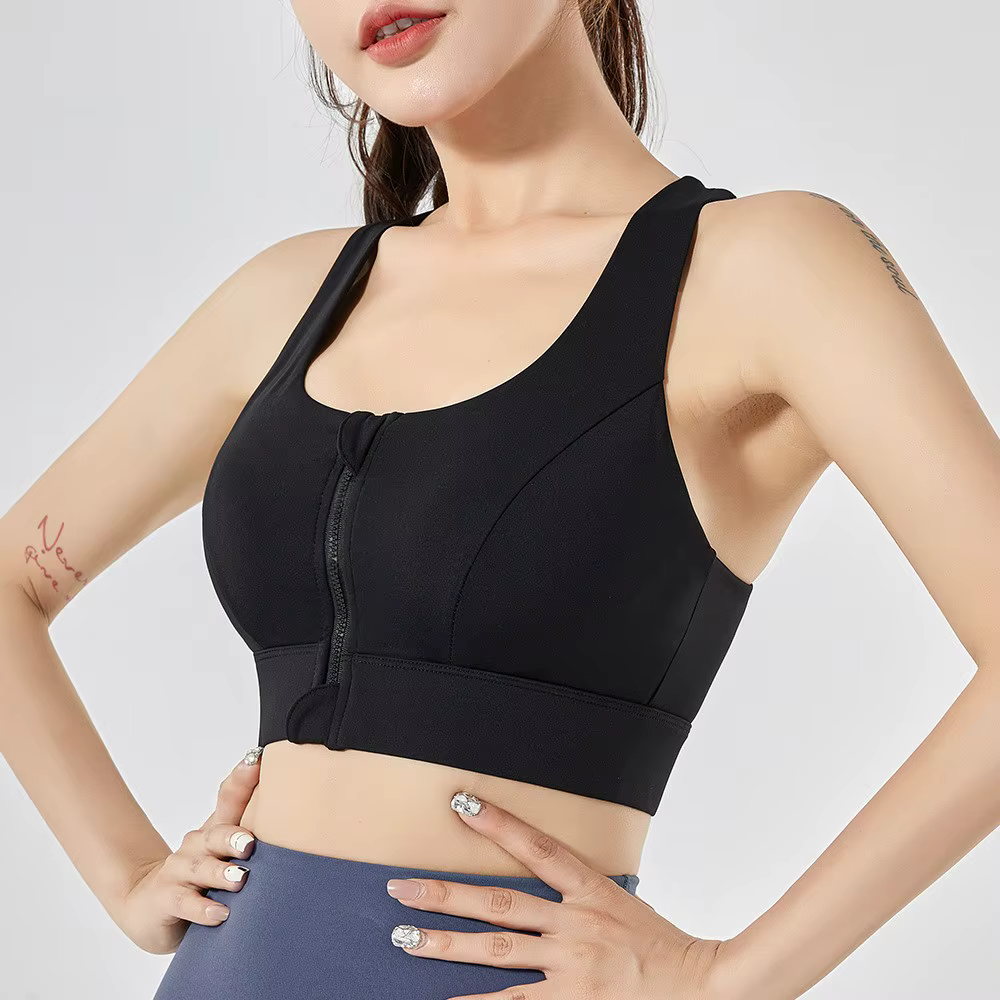 Soutien-gorge de sport à fermeture éclair sur le devant, sous-vêtements de sport résistants aux choc