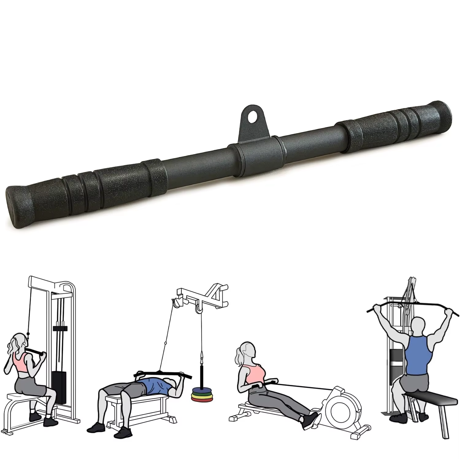 Barre droite pour triceps, barre de traction rotative à 360 degrés, accessoires de traction Lat, acc