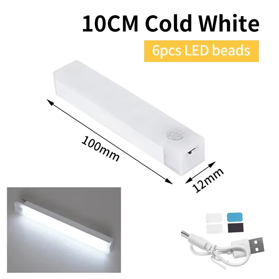 Veilleuse LED sans fil avec capteur de mouvement, lampe Rechargeable par USB, barre lumineuse sous-m
