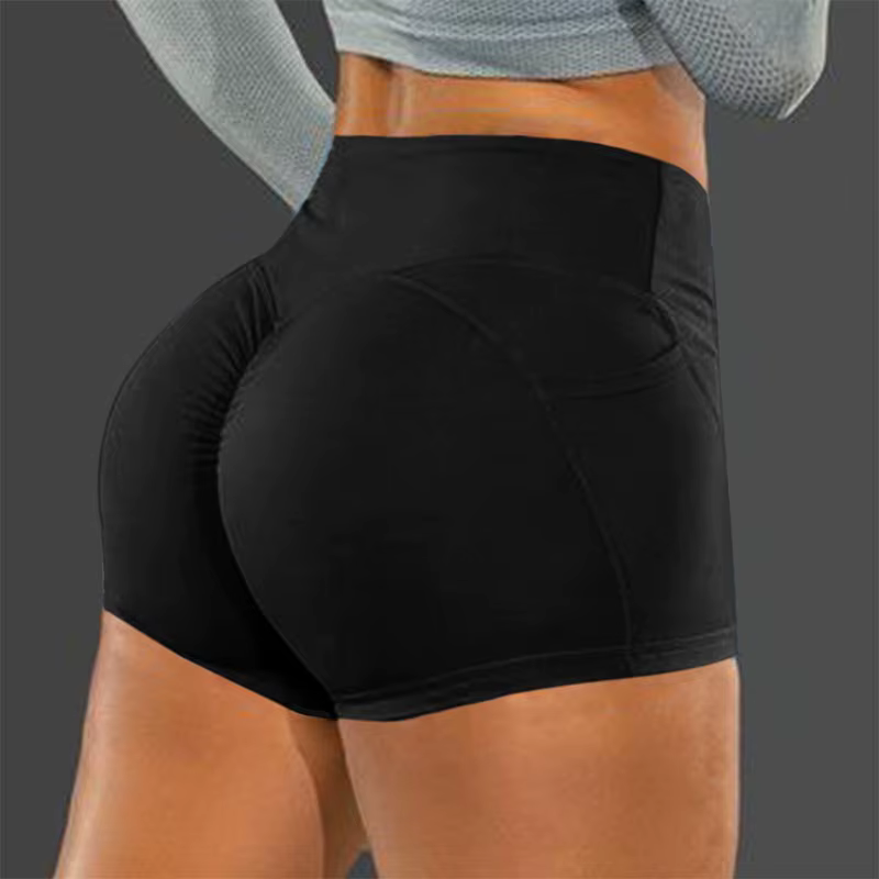 Short de fitness taille haute sans couture, pantalon de levage de hanche élastique, mode de course à